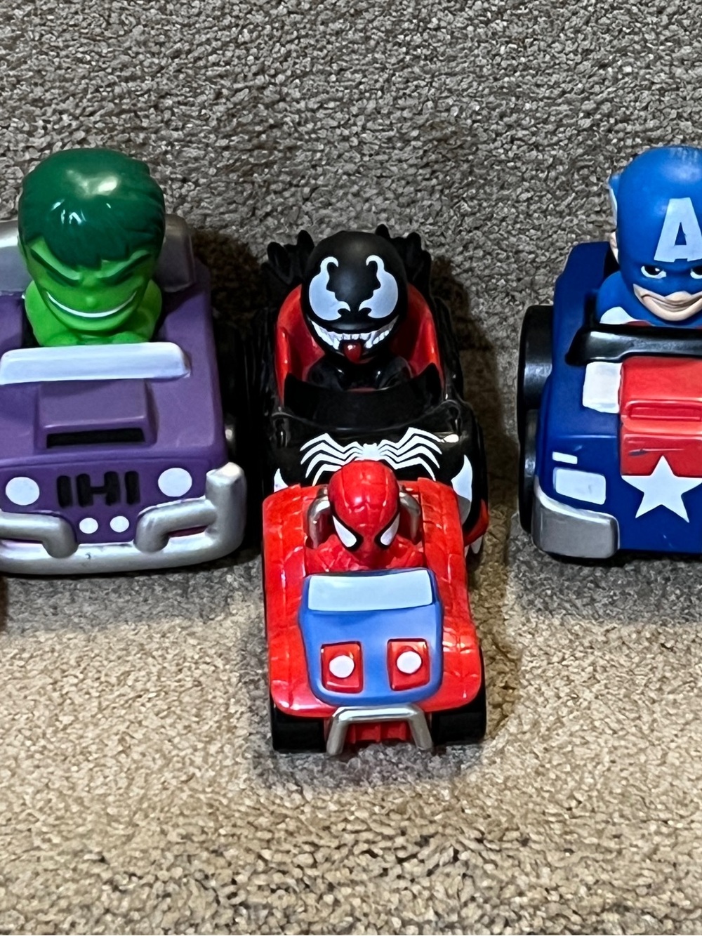 Marvel Toy Hulk & Captain America & Venom Car Preschool Soft Vehicle lot of 6